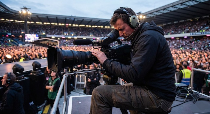 Professional control room with broadcast switcher and monitors