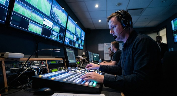Professional broadcast operator at live venue